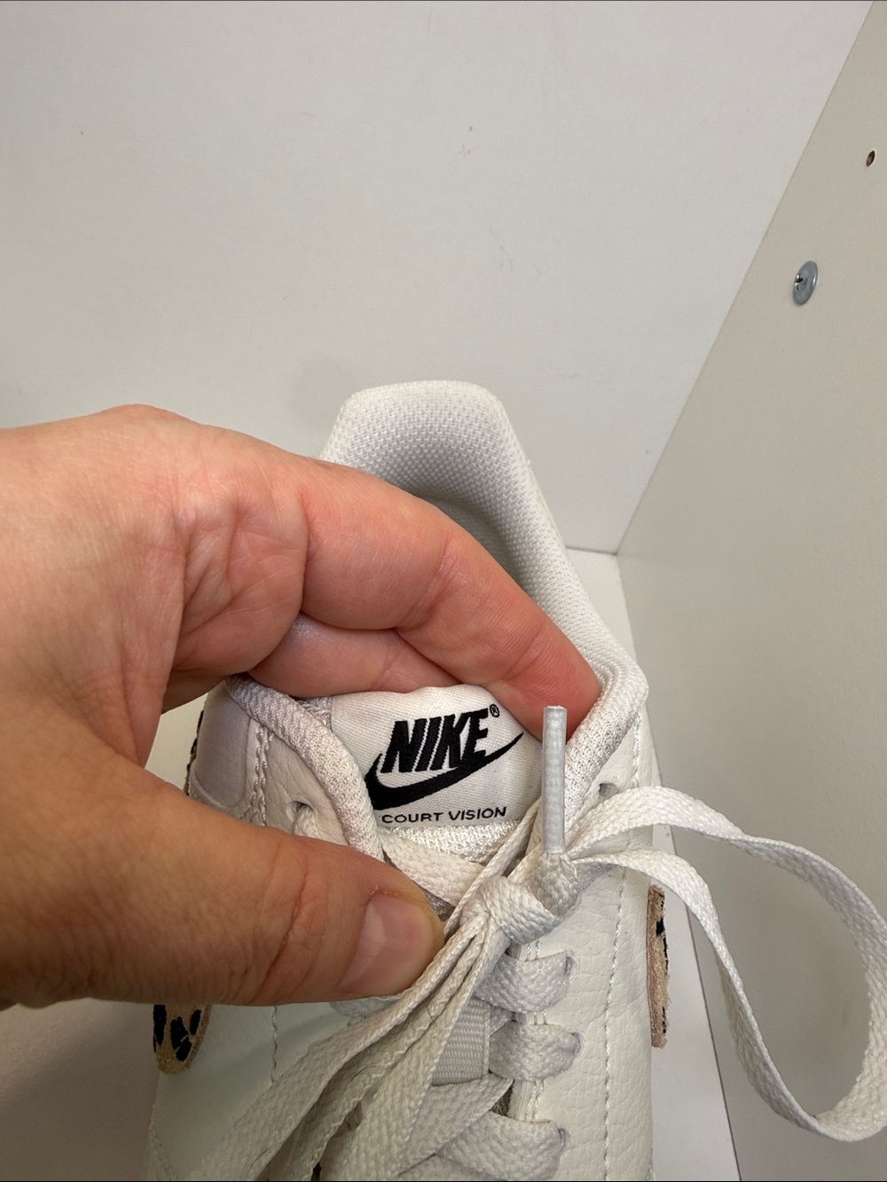 Nike Court Vision - White Leather with Leopard Swoosh - Size 10 - Picture 10 of 15